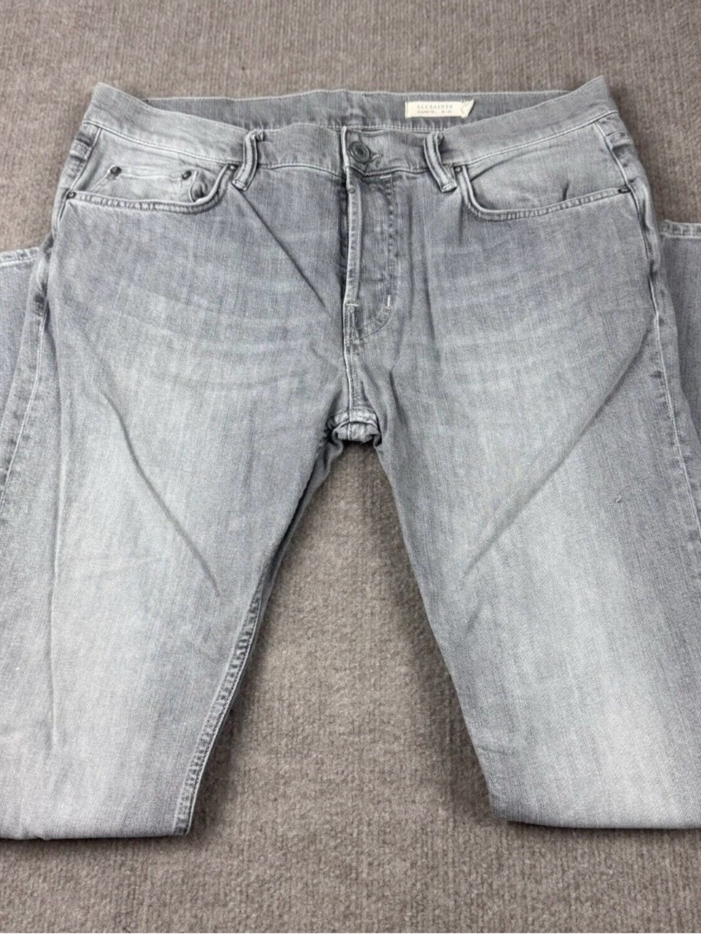 All Saints Men's 34 Light Gray Washed Cigarette Jeans